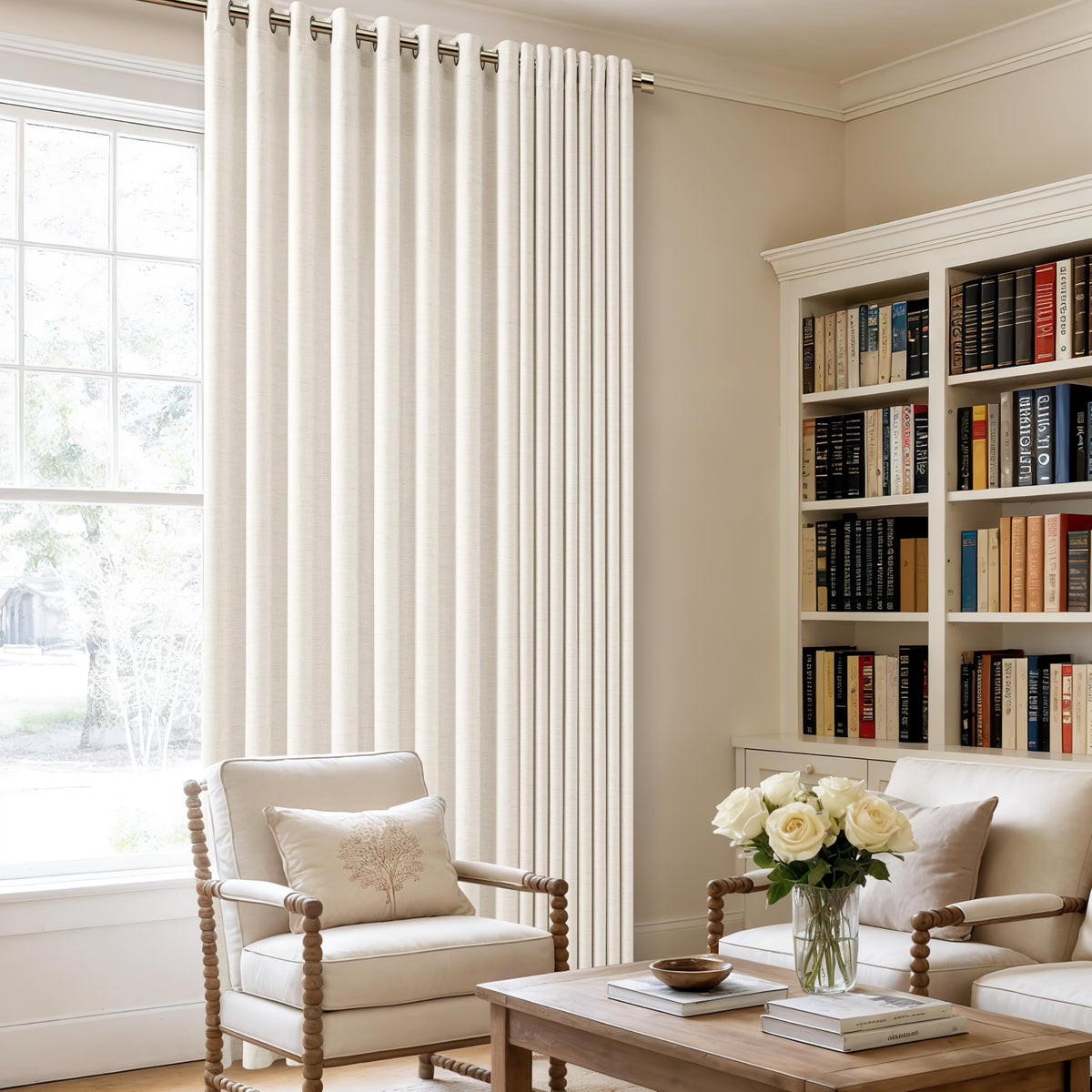 Linen 100 Inch Wide 84 Inch Length Ivory Curtains O46837