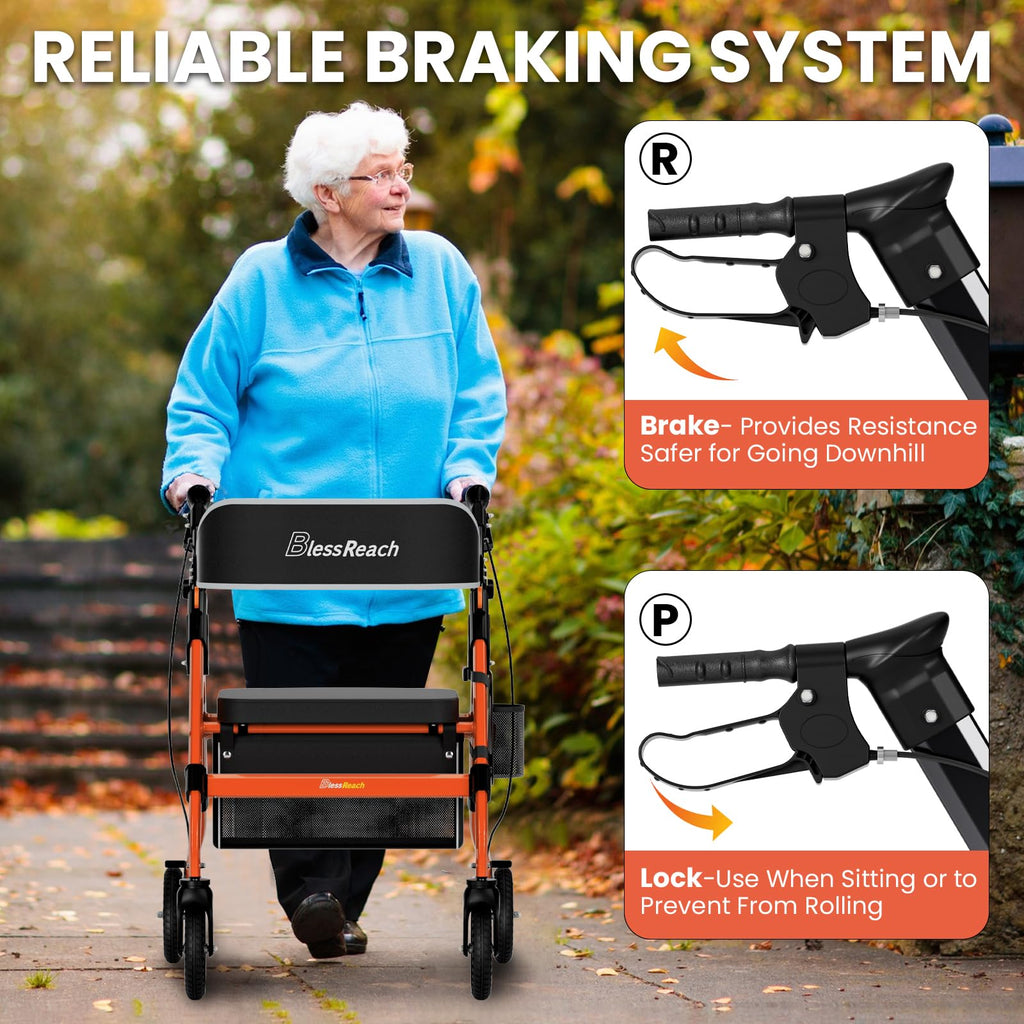 Foldable Heavy-Duty Rollator Walkers with Seat Q704109