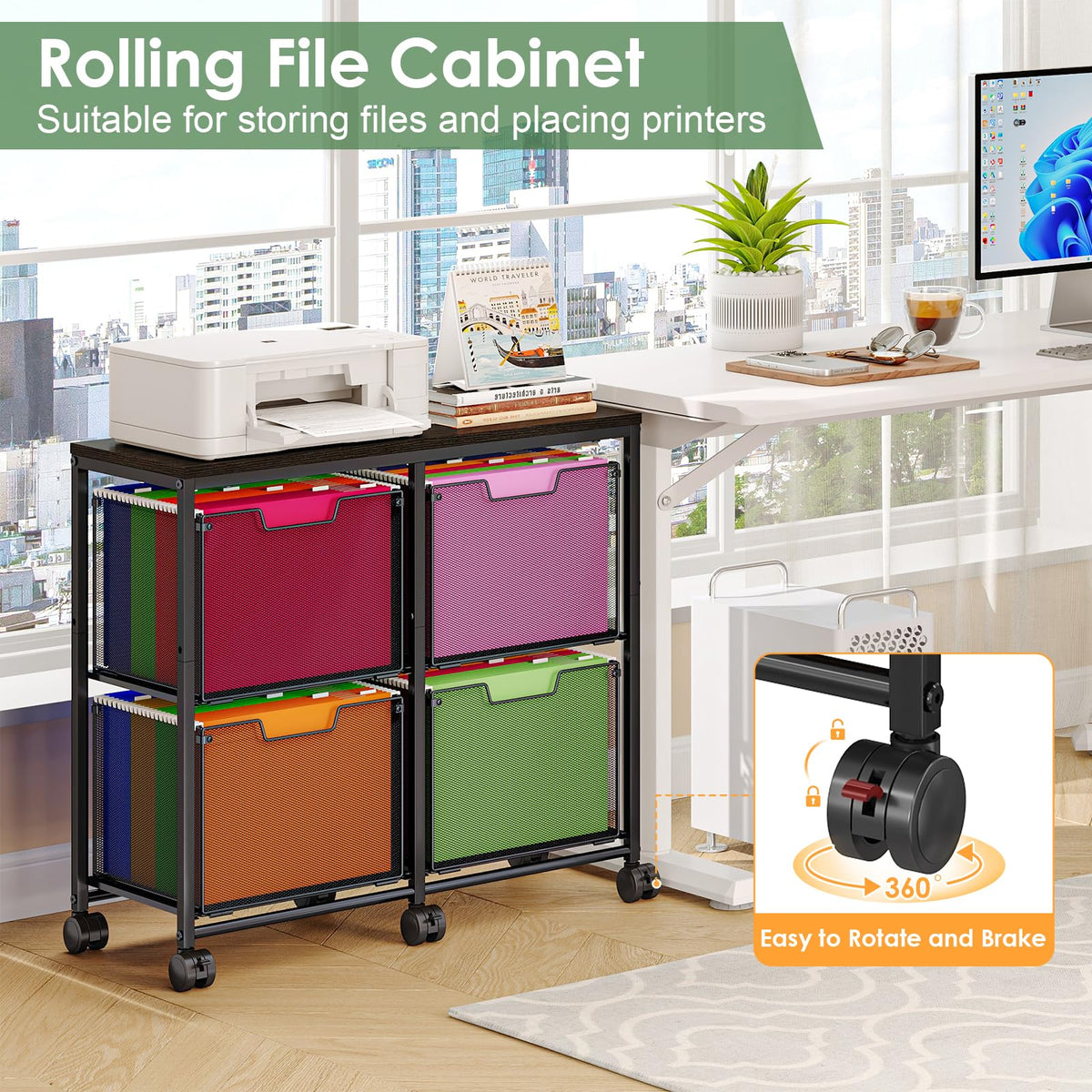 Black 4 Drawer Mobile File Cabinet O270345