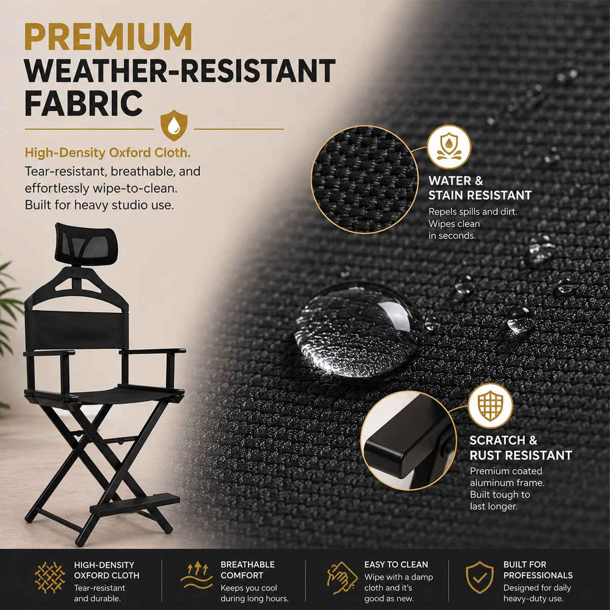 Tall Foldable Makeup Artist Chair with Footrest U473444