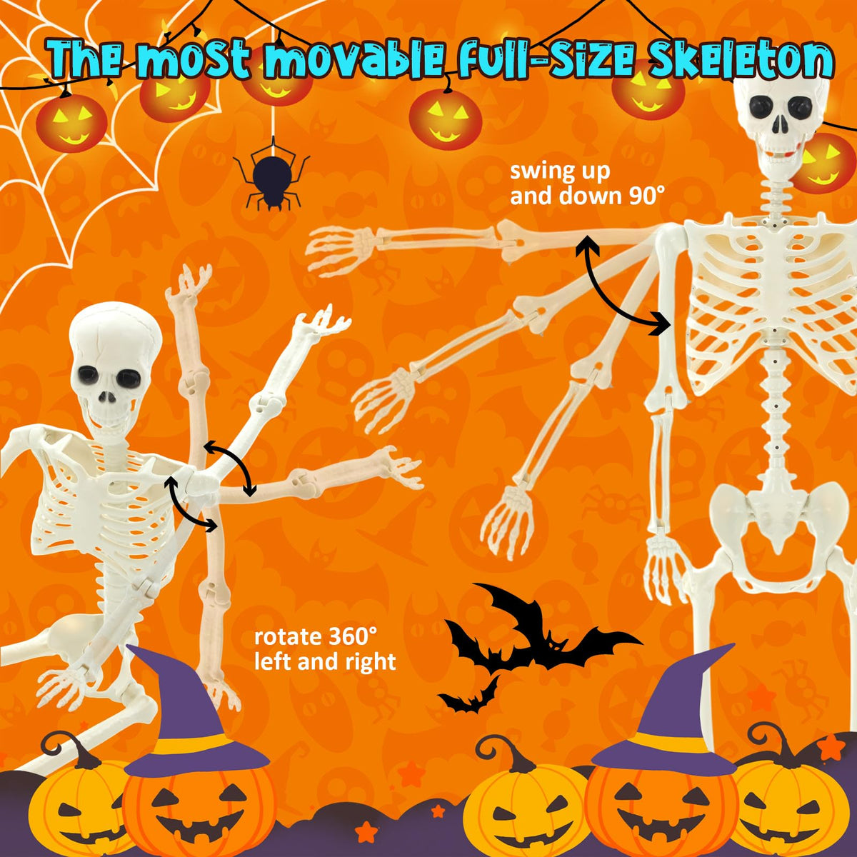 6 Pack Halloween Skeletons 3 5.4ft 3 3ft Y583