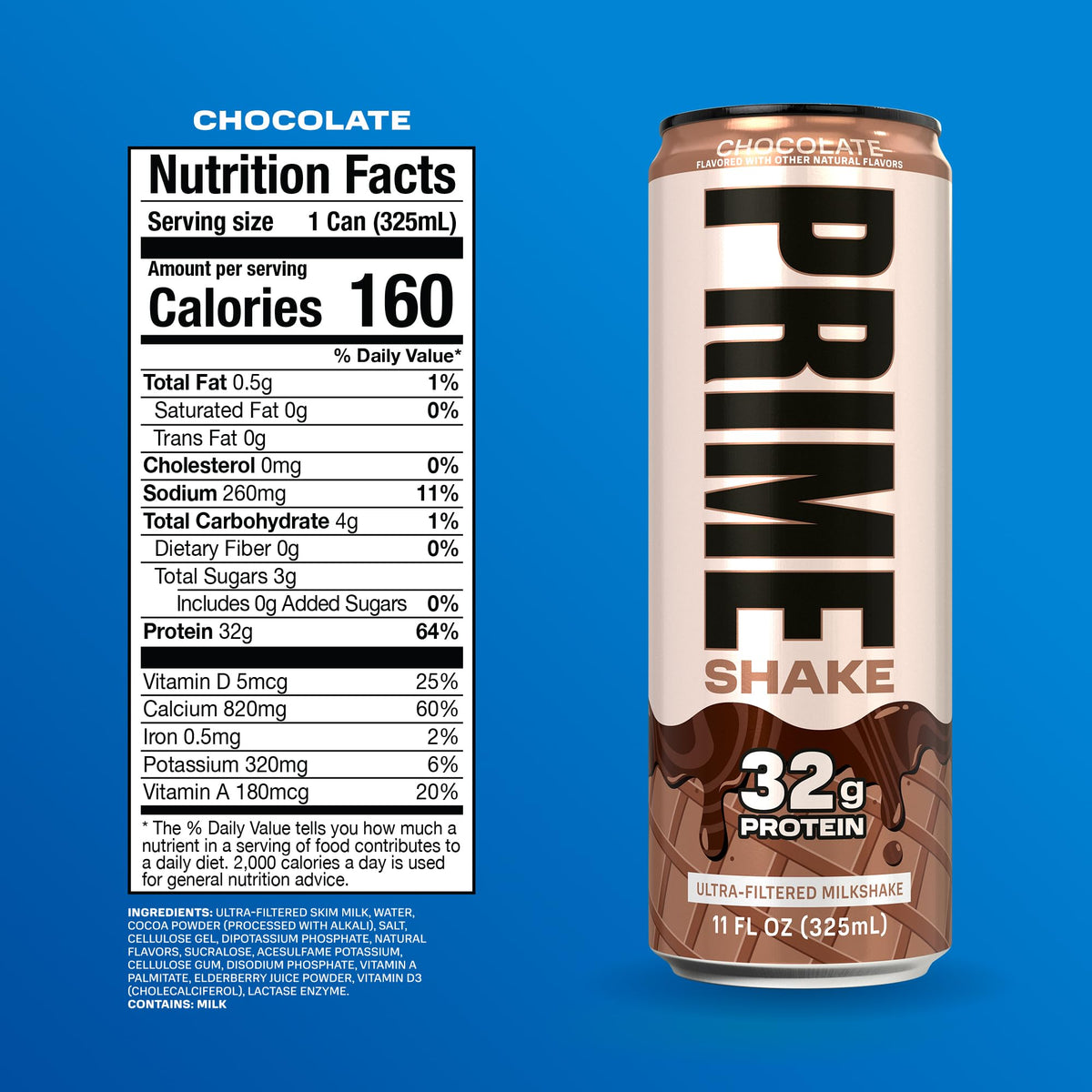 Chocolate 32g Protein Shake, Lactose Free, 11 fl oz, 12 Pack G805644