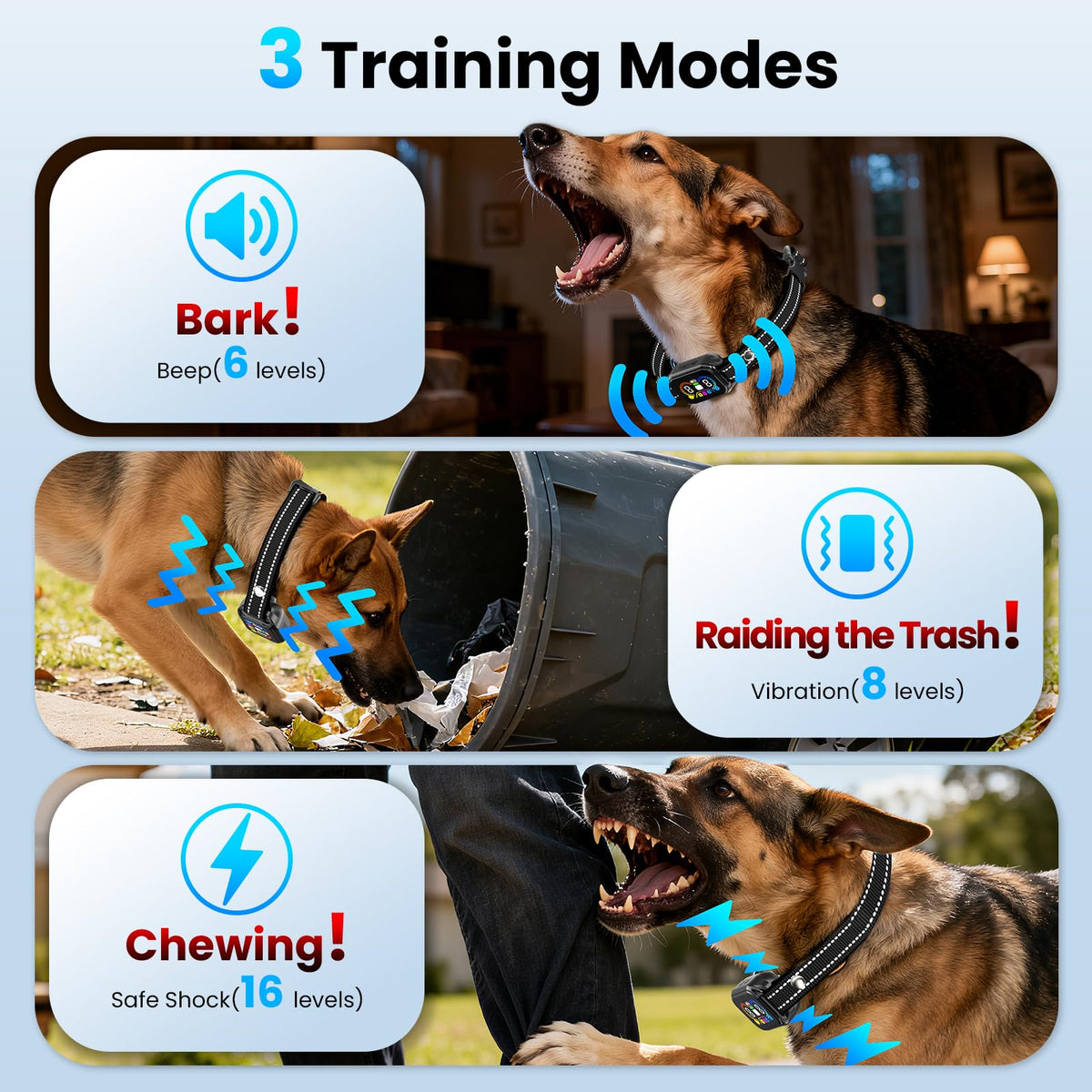 2-in-1 Dog Bark Collar with Remote, 3 Modes, IP67 Waterproof Z846375