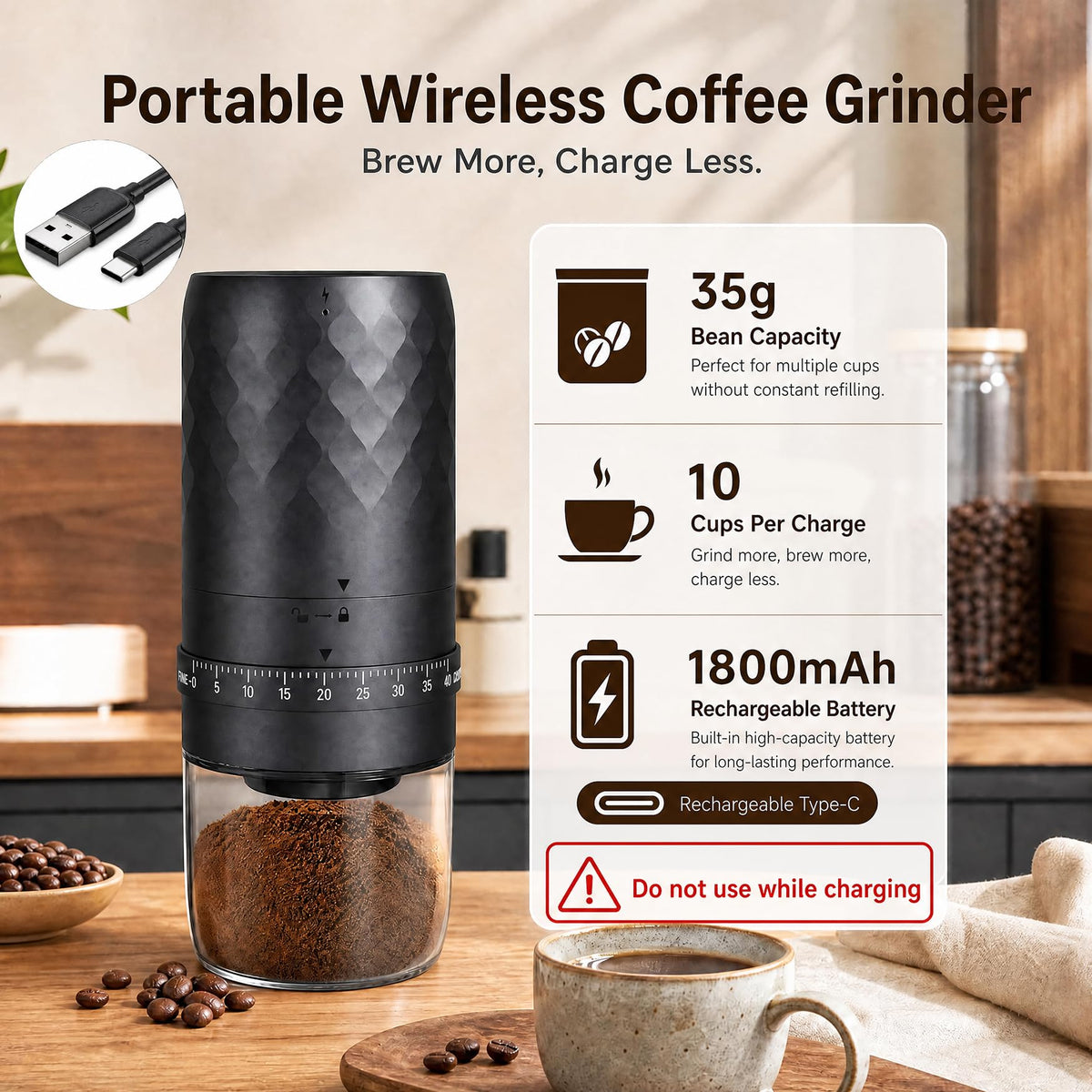 Cordless Burr Coffee Grinder J172