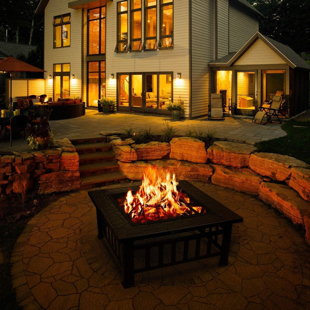 32'' Black Wood Burning Outdoor Fire Pit Z590109