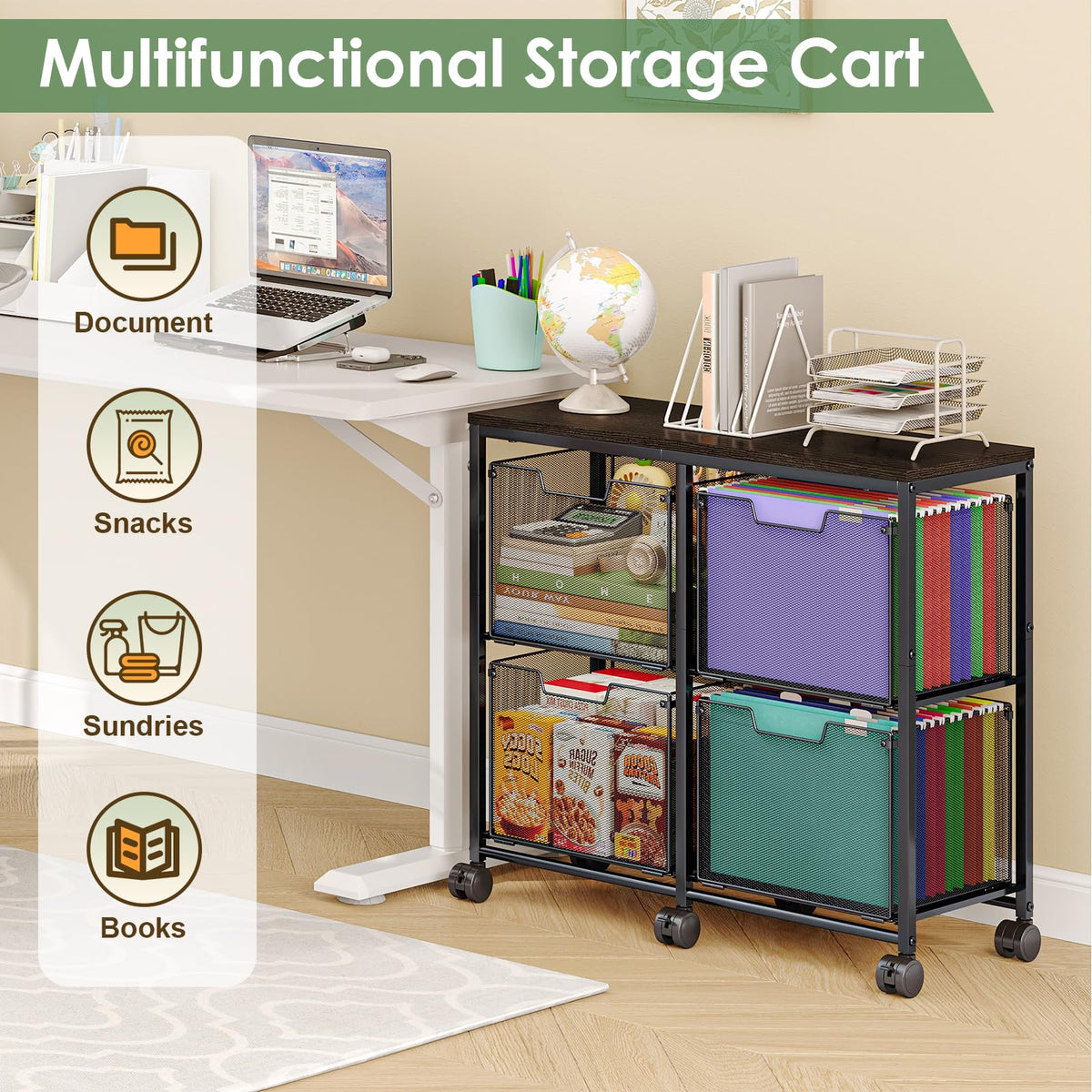 Black 4 Drawer Mobile File Cabinet O270345