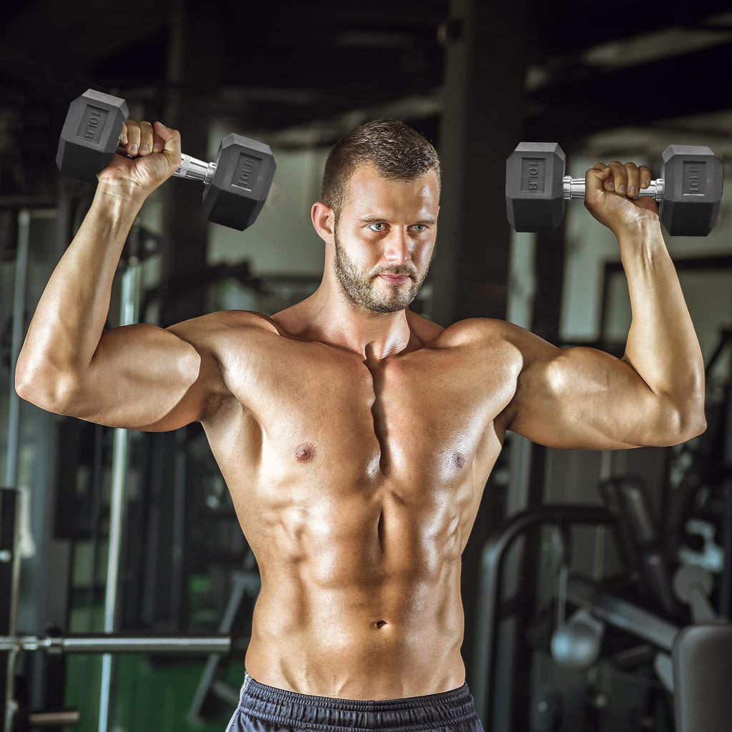 15 lb-550 lb Rubber Hex Dumbbell Set T692