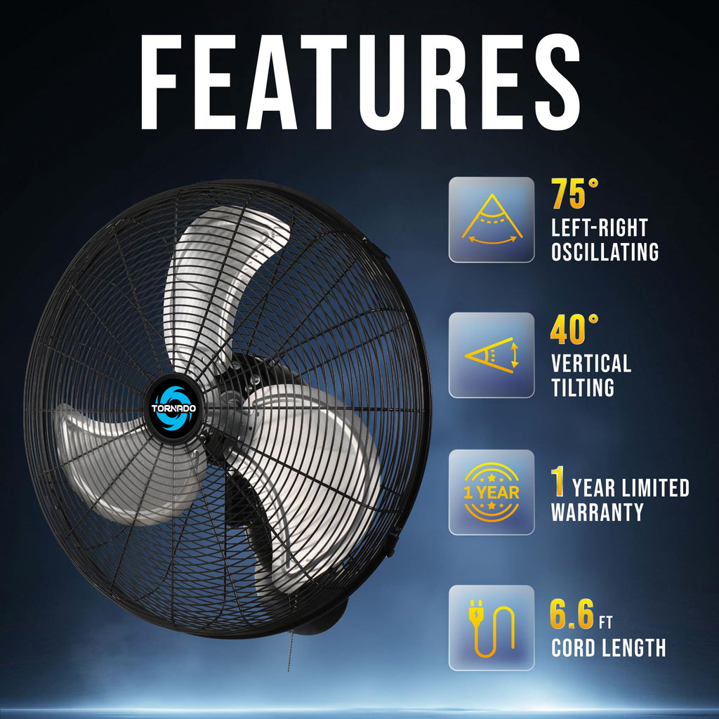 20 Inch High-Velocity Oscillating Wall Fan A970030