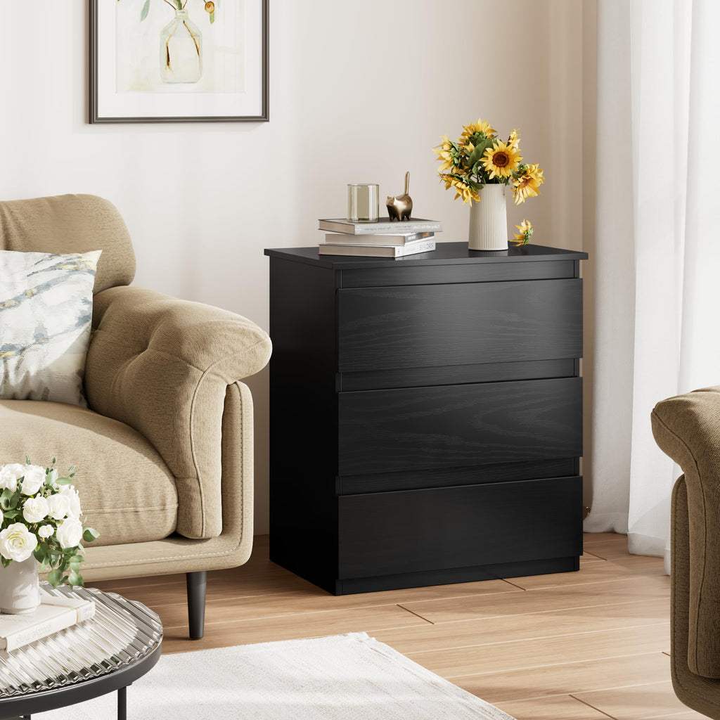 Black 3 Drawer Nightstand R615081