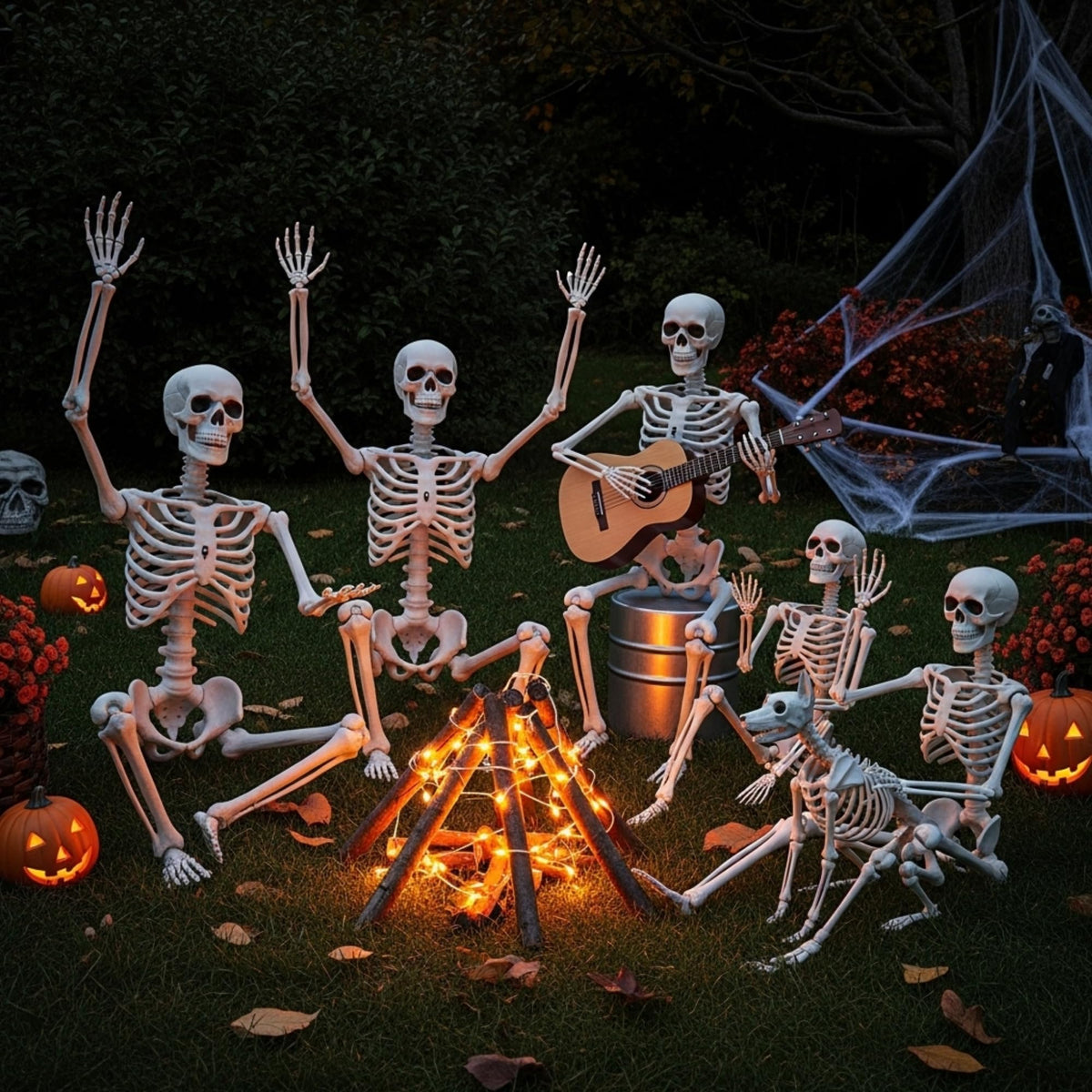 6 Pack Halloween Skeletons 3 5.4ft 3 3ft Y583