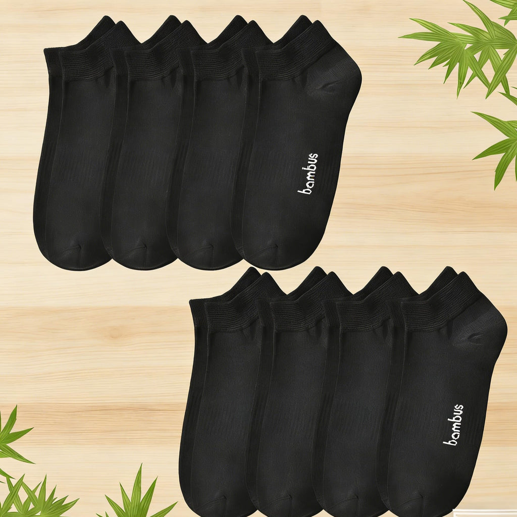 8 Pairs Bamboo Viscose Diabetic Ankle Socks Black Size 6-9 X7176