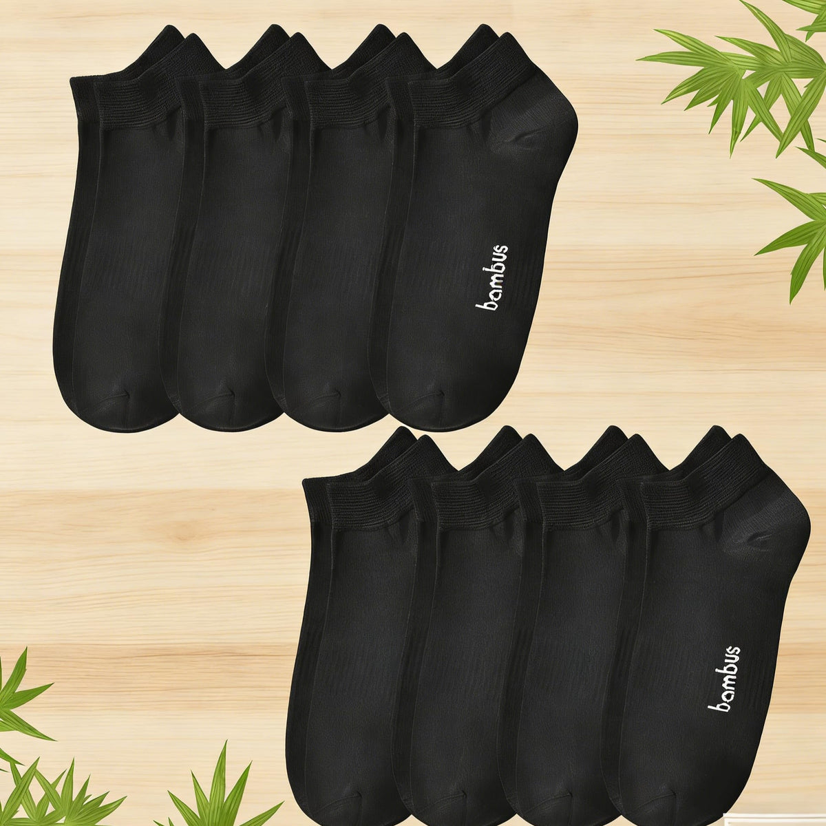 8 Pairs Bamboo Viscose Diabetic Ankle Socks Black Size 6-9 X7176