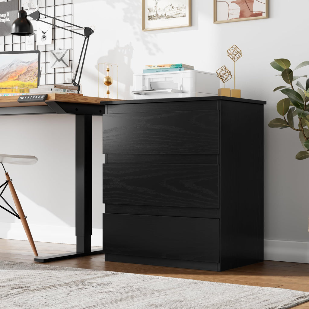 Black 3 Drawer Nightstand R615081