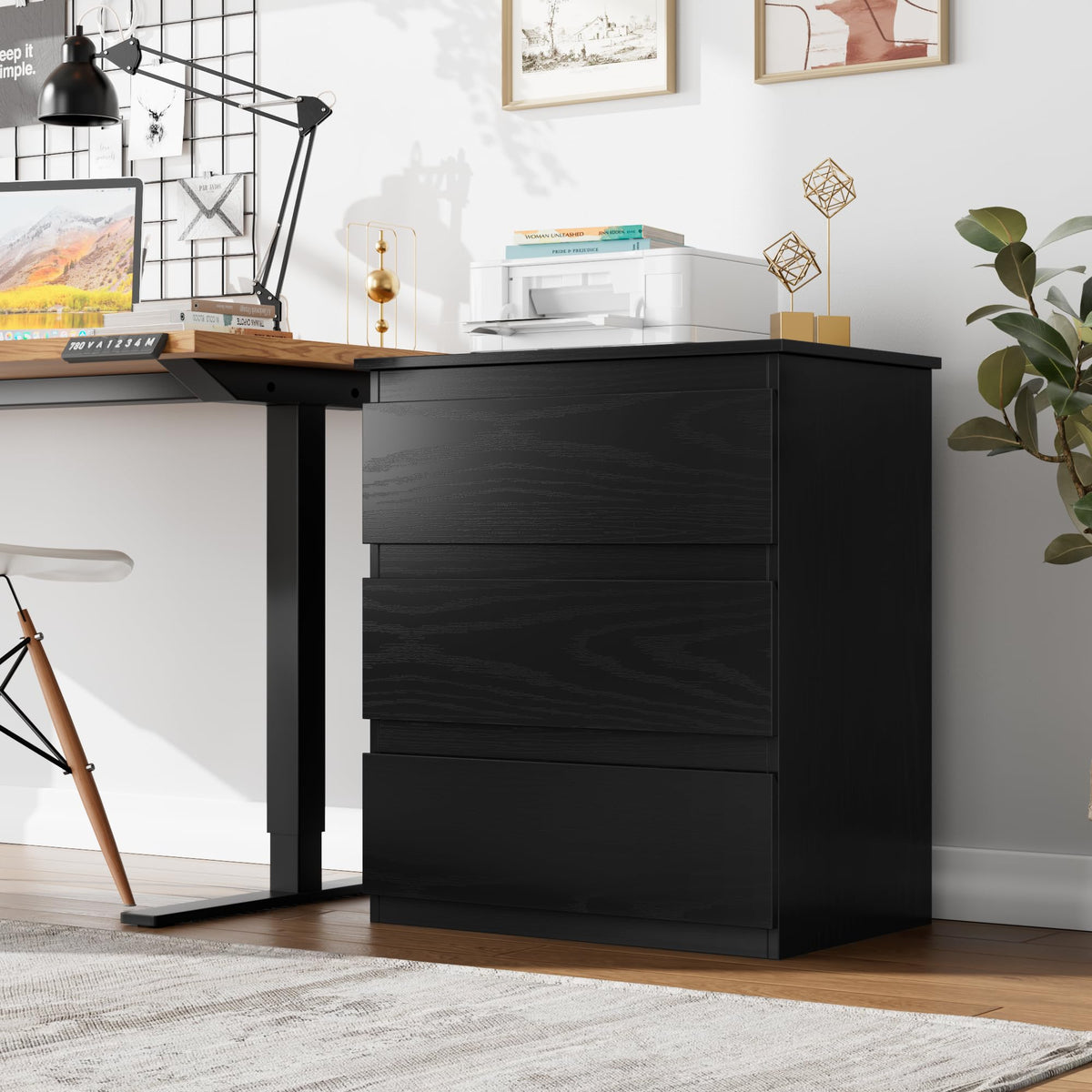 Black 3 Drawer Nightstand R615081