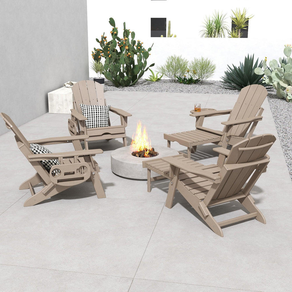 Folding Adjustable Adirondack Chair with Ottoman Set of 2 Z227