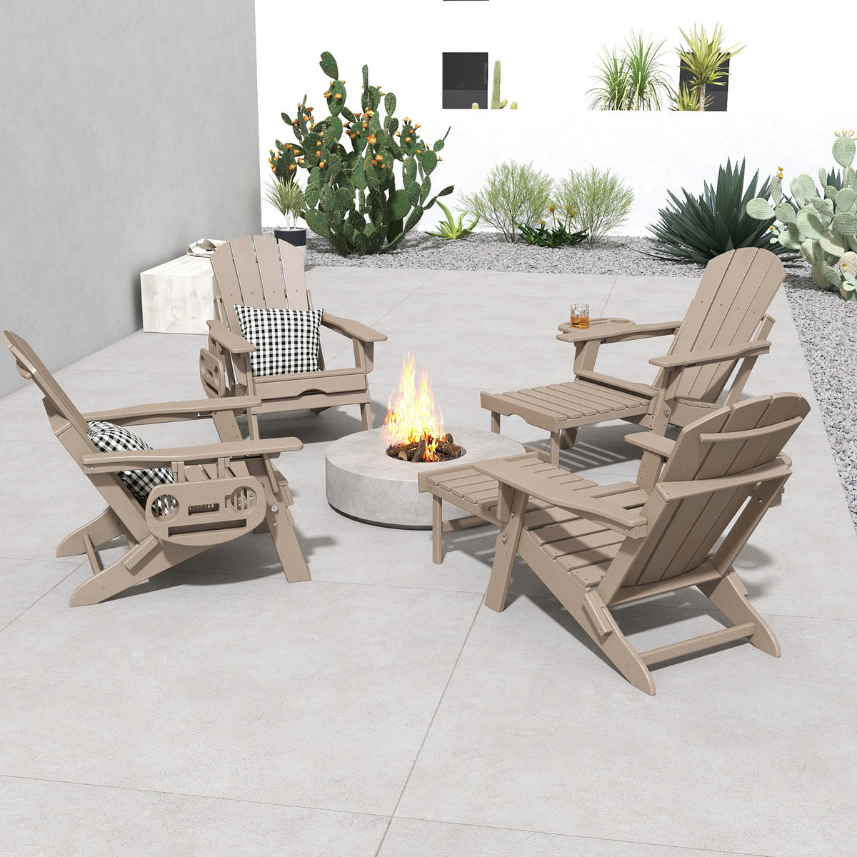 Folding Adjustable Adirondack Chair with Ottoman Set of 2 Z227