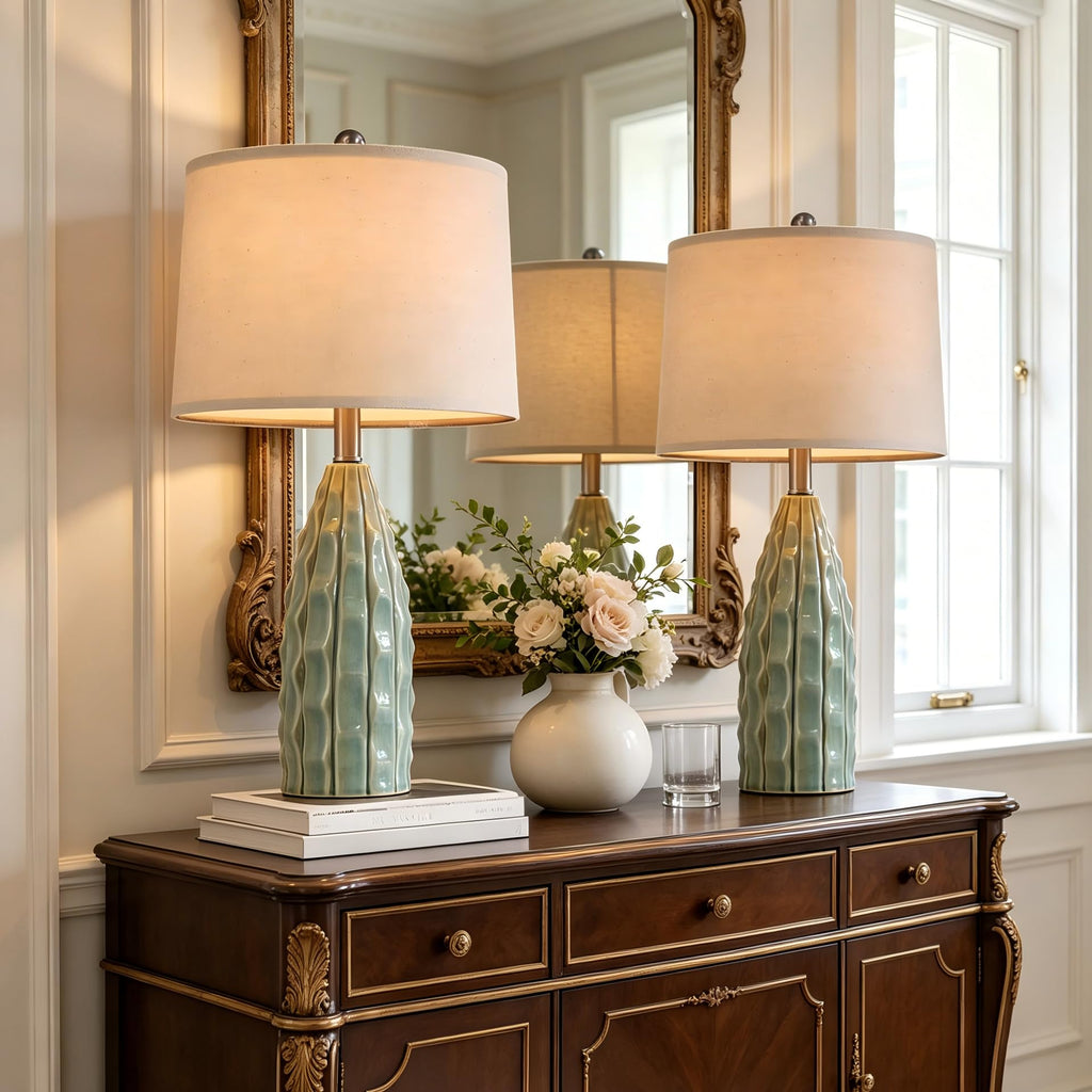 Ceramic Table Lamps Set of 2 Green F9689