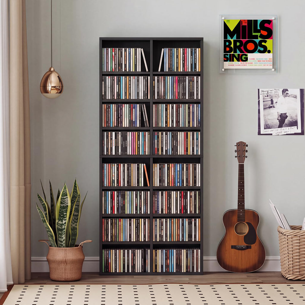 Black 16 Shelf CD DVD Rack N576