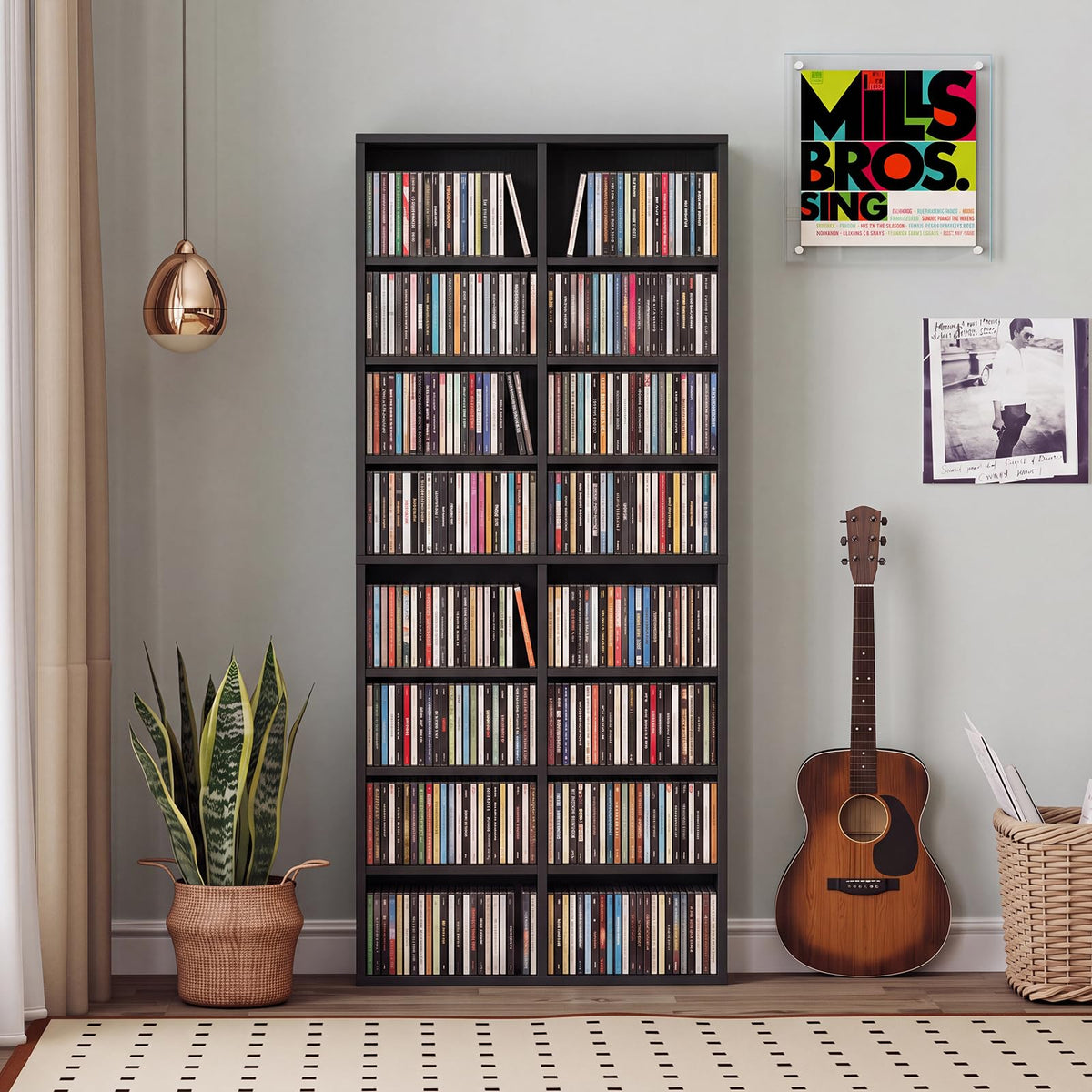 Black 16 Shelf CD DVD Rack N576