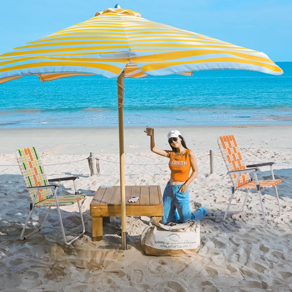 Set of 2 Webbed Folding Beach Chairs A596830