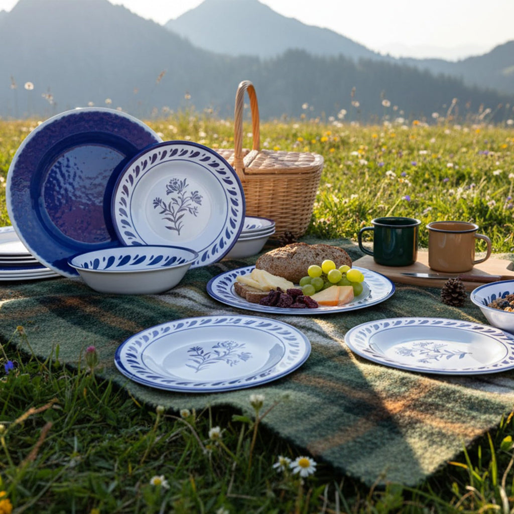 Blue 12-Piece Melamine Dinnerware Set F65374