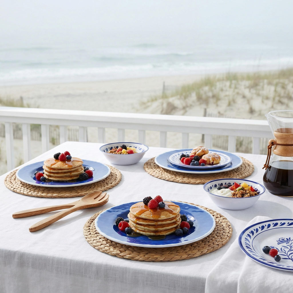 Blue 12-Piece Melamine Dinnerware Set F65374