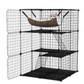 Black 4-Tier Metal Cat Cage with Hammock S17850