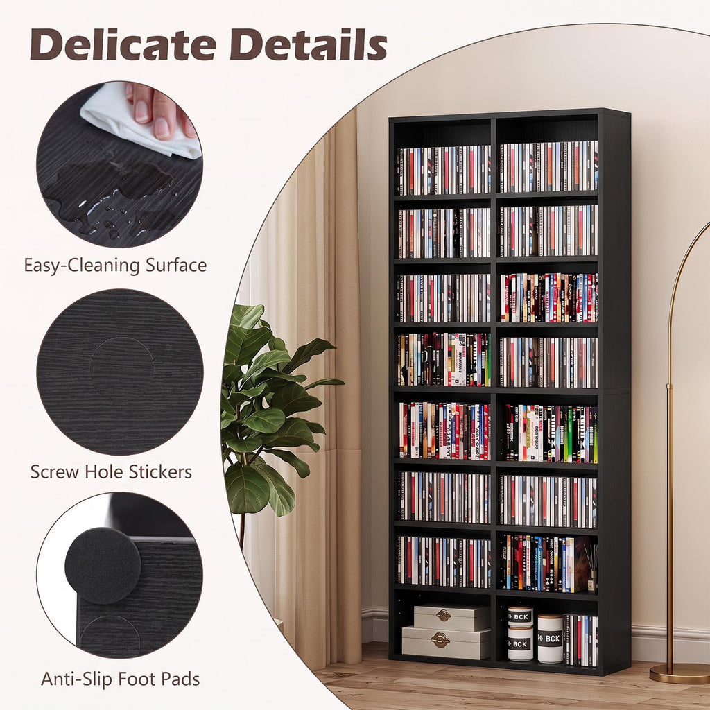 Black 16 Shelf CD DVD Rack N576