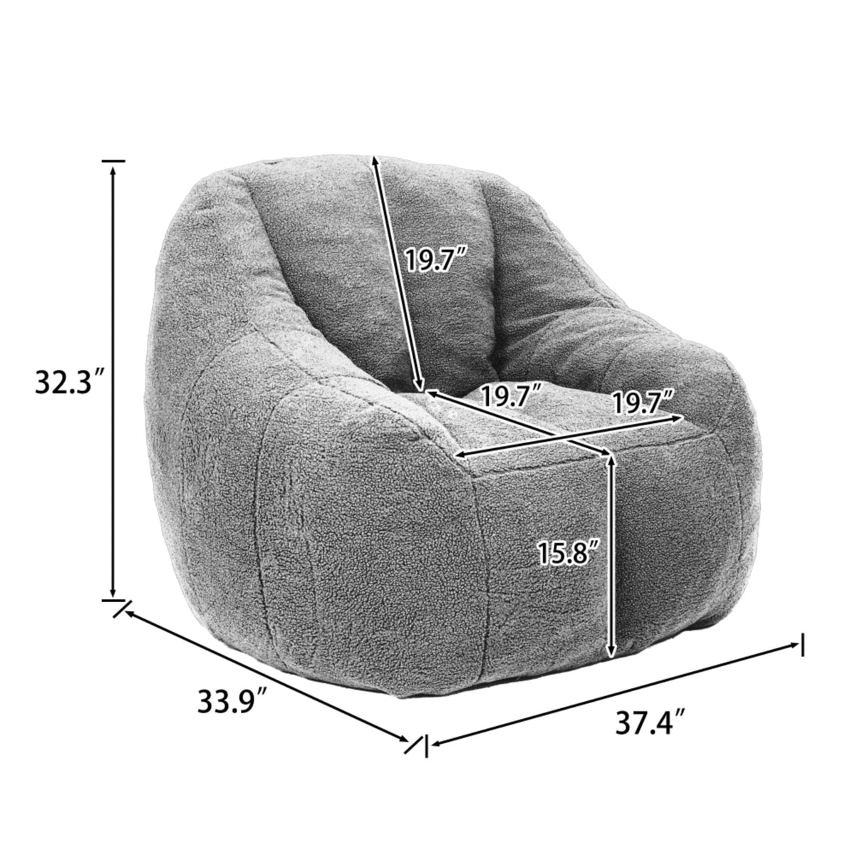 Yellow Oversized Plush Memory Foam Bean Bag Chair V37135