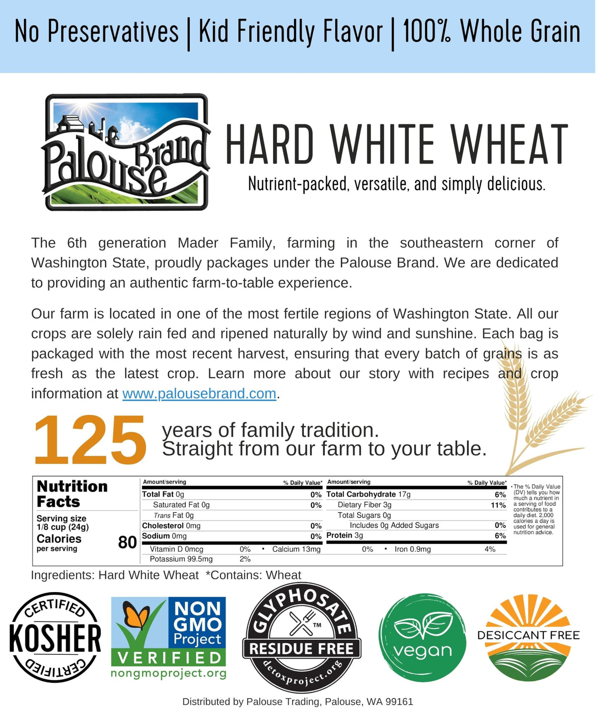 Hard White Wheat Berries 25 lbs X346