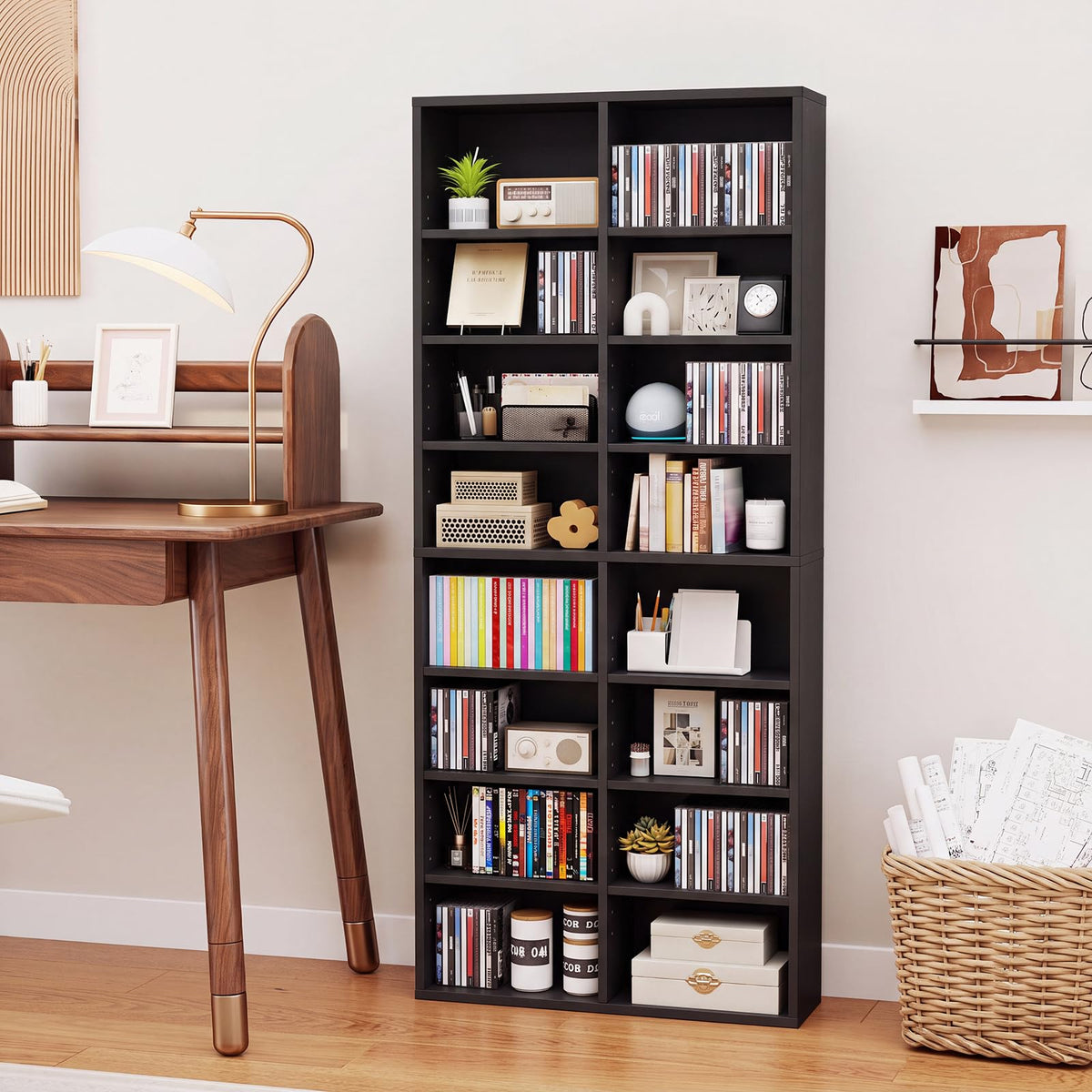 Black 16 Shelf CD DVD Rack N576