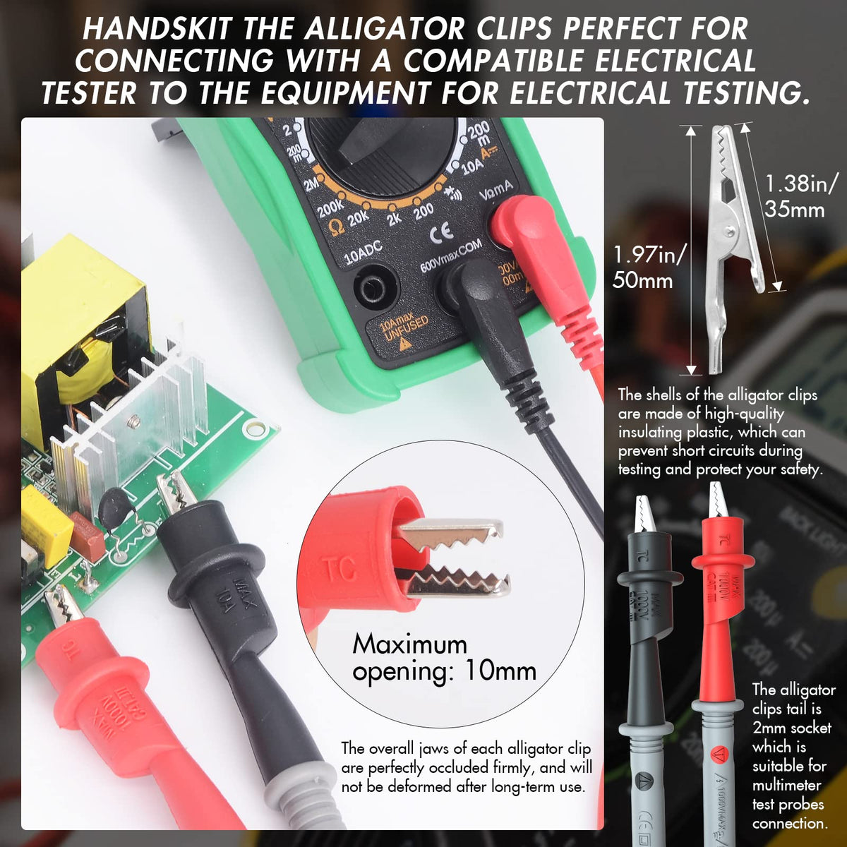 Multimeter Test Leads Set with Alligator Clips K4570