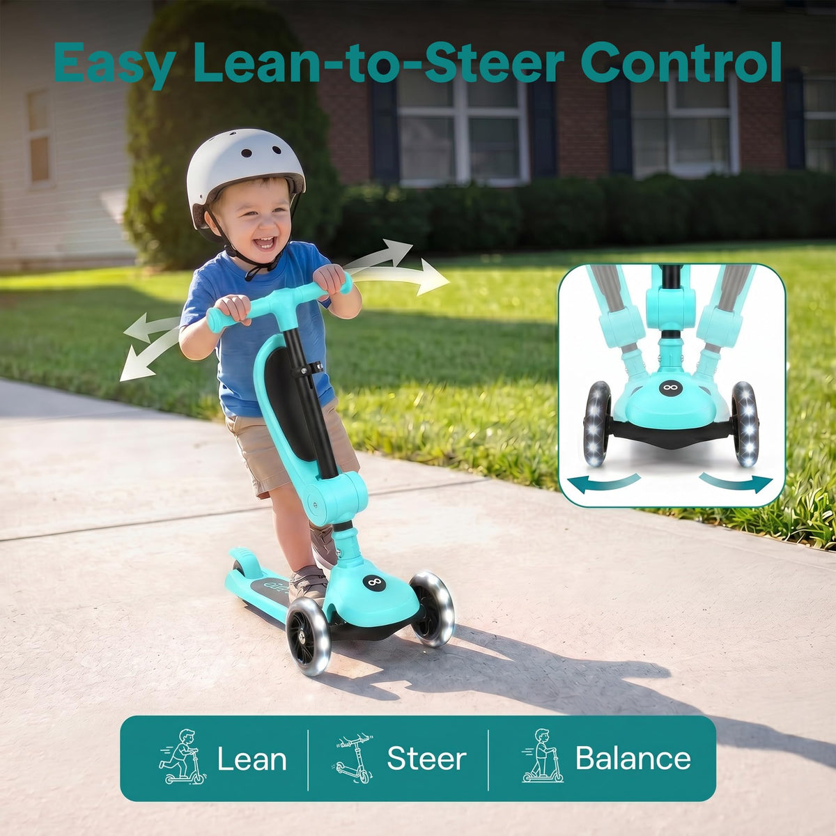 3-Wheel Kids Scooter with Seat, LED Wheels, Adjustable Handlebar E9293