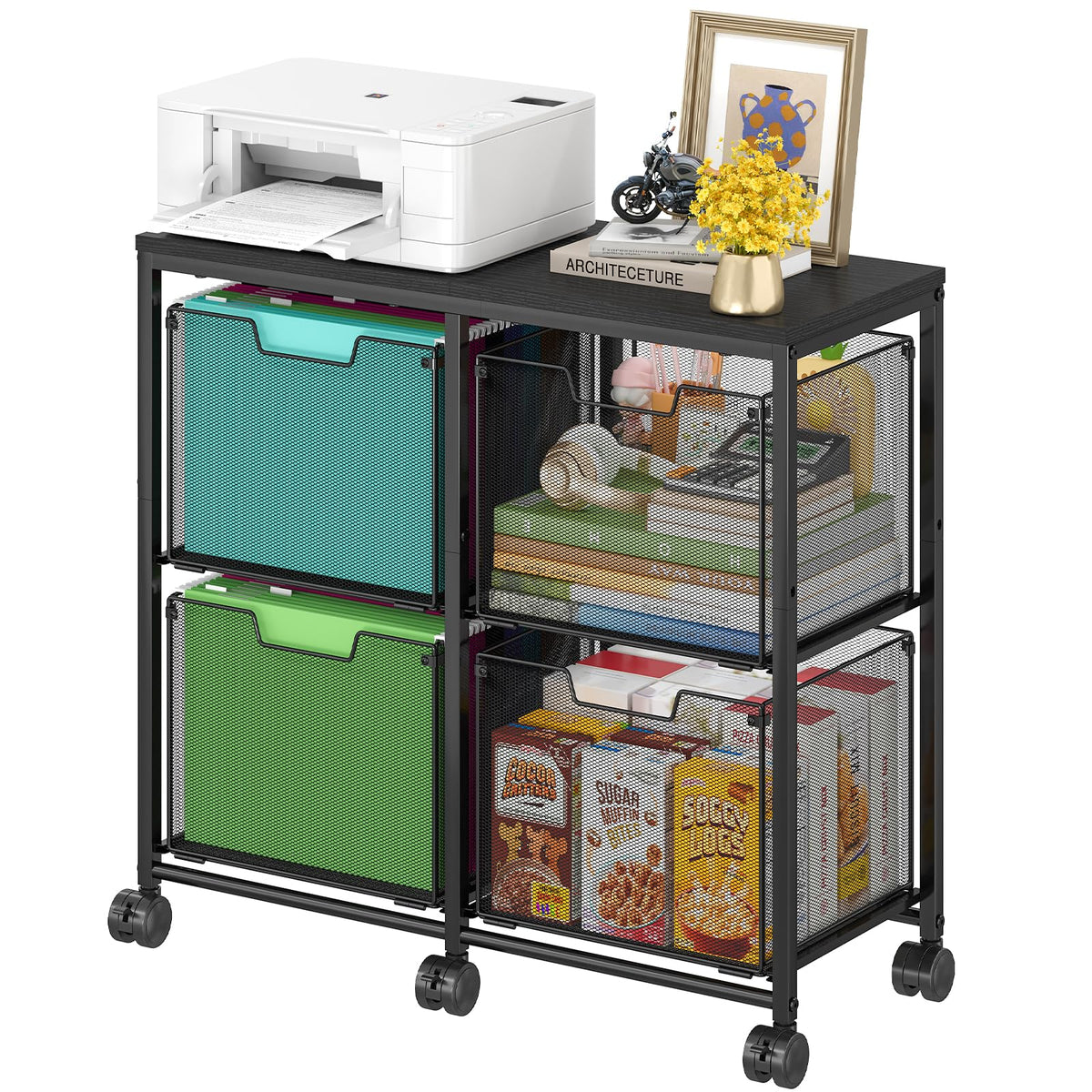 Black 4 Drawer Mobile File Cabinet O270345
