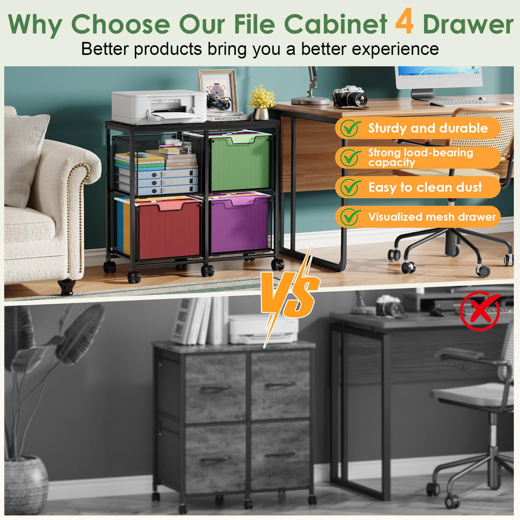 Black 4 Drawer Mobile File Cabinet O270345