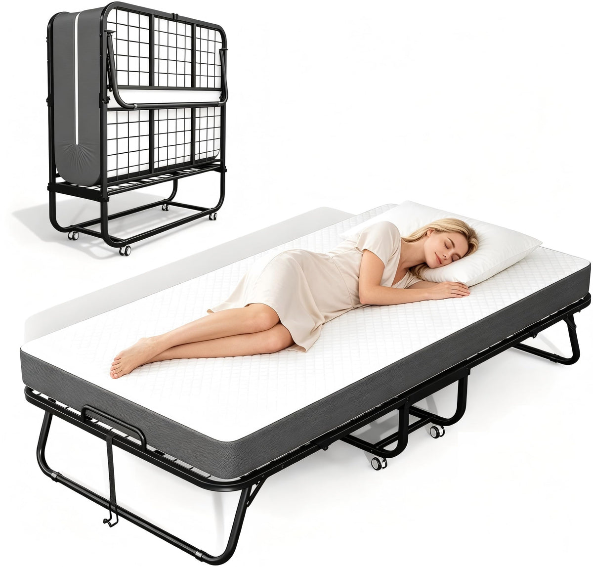 75" × 31" Folding Bed with Mattress T39899