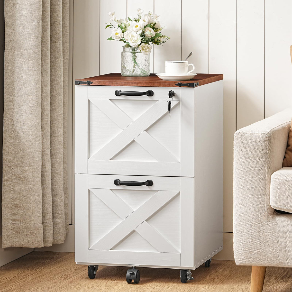 2 Drawer Locking Wood File Cabinet I6607