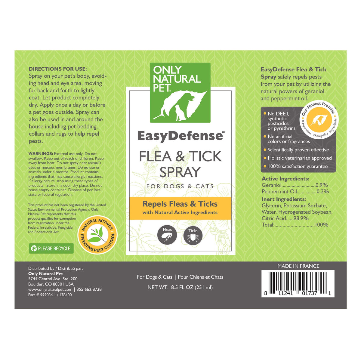 Flea and Tick Spray for Dogs and Cats 8.5 oz G998744