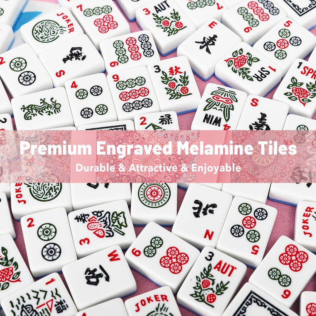 American Mahjong Set with 166 Blue Tiles and Racks K187