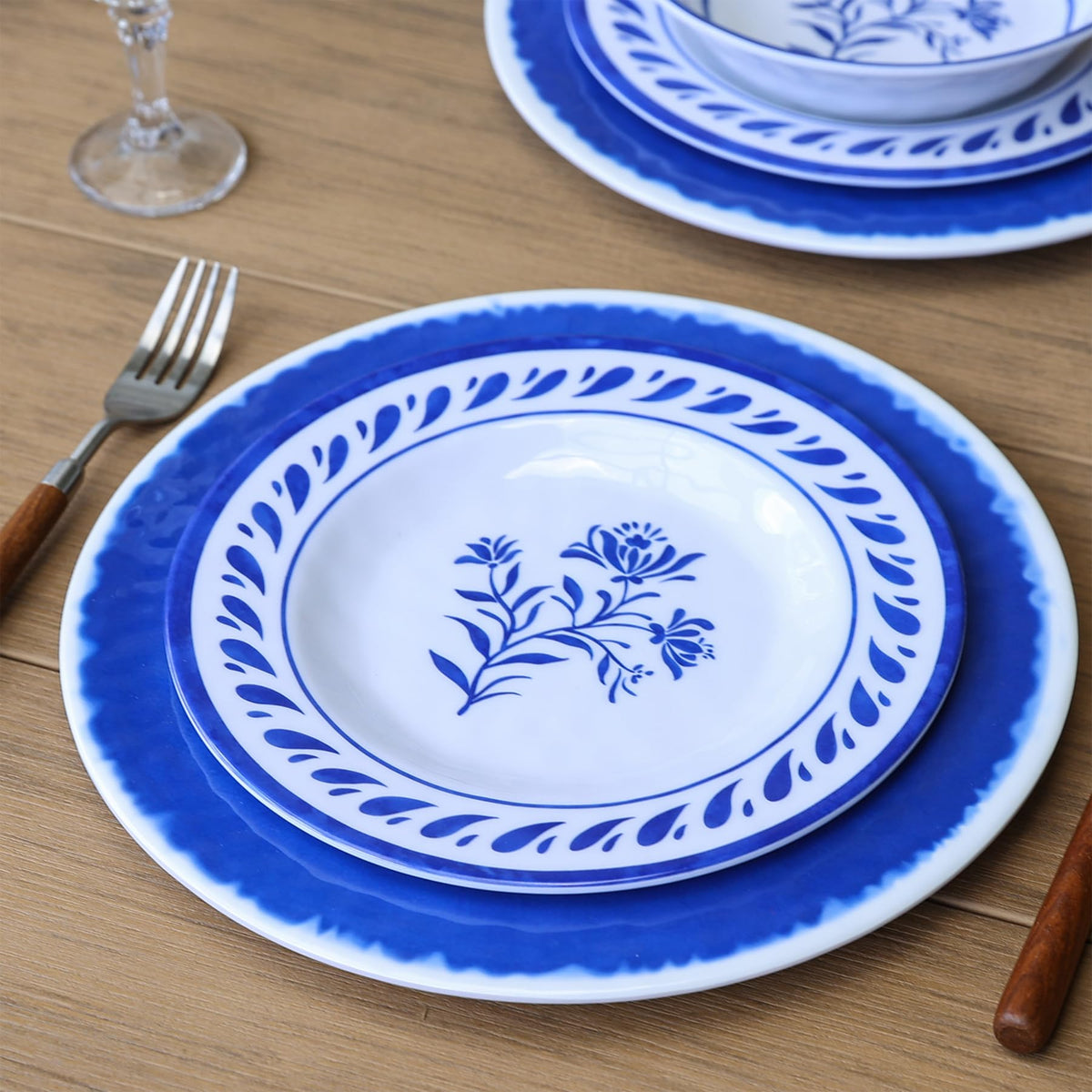 Blue 12-Piece Melamine Dinnerware Set F65374