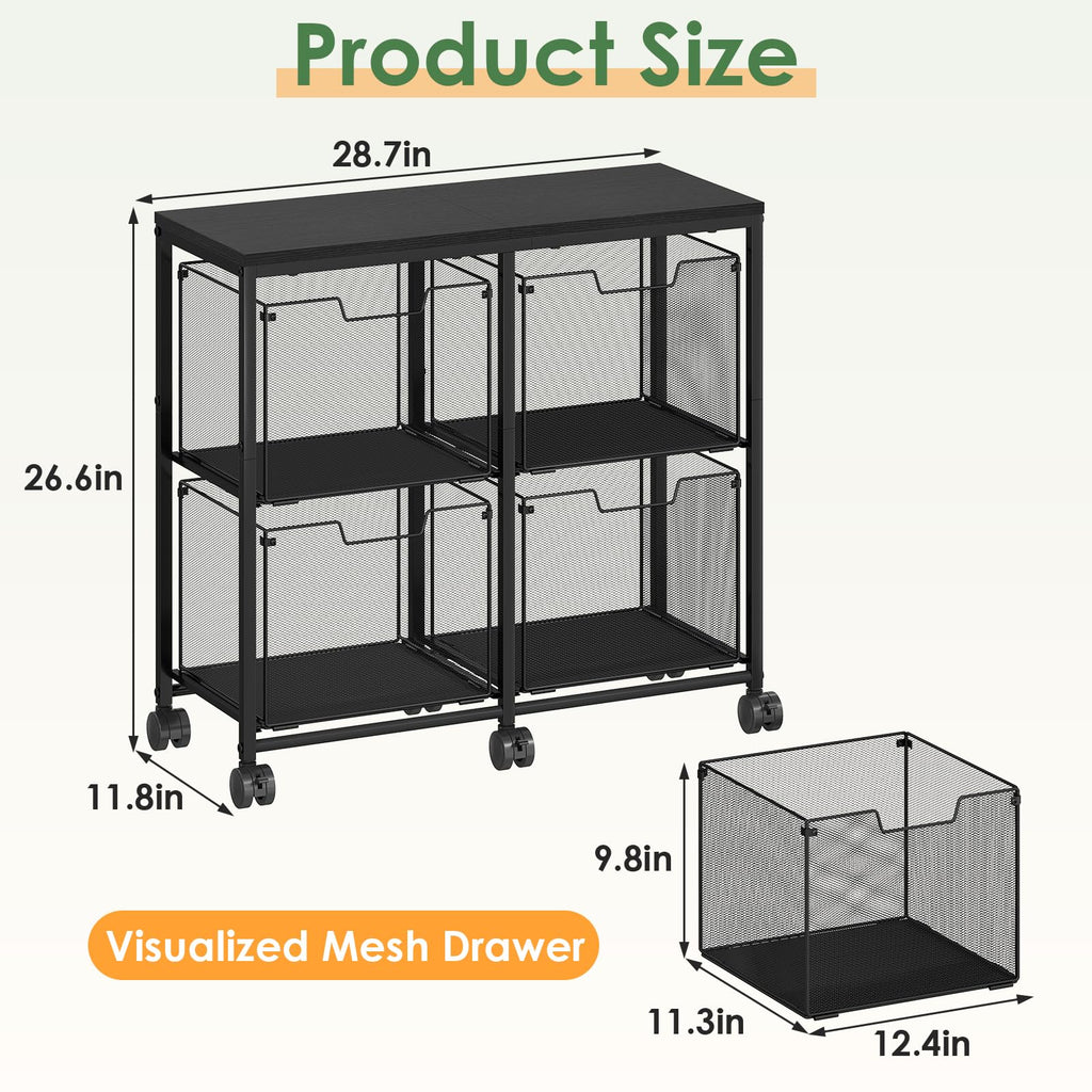 Black 4 Drawer Mobile File Cabinet O270345