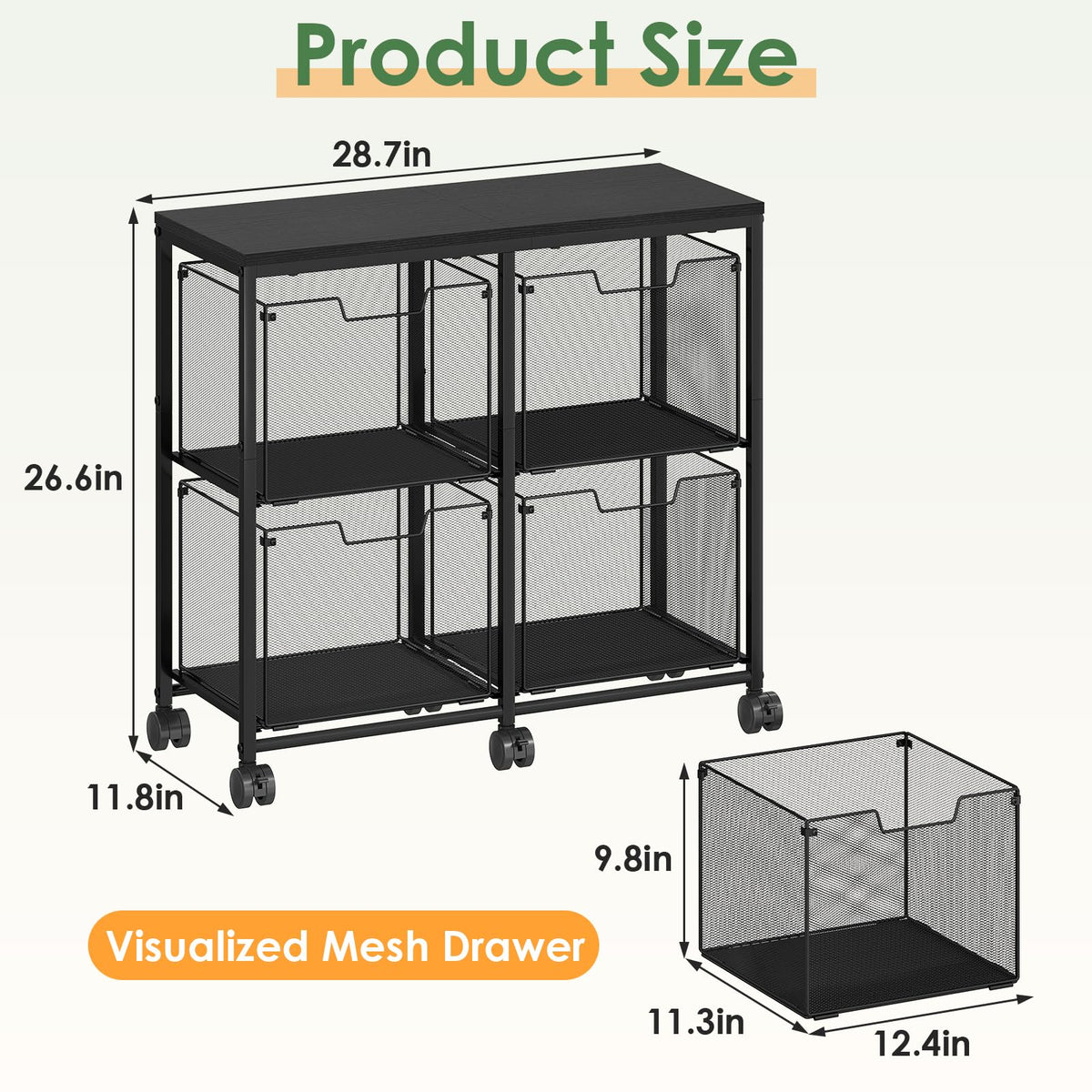 Black 4 Drawer Mobile File Cabinet O270345