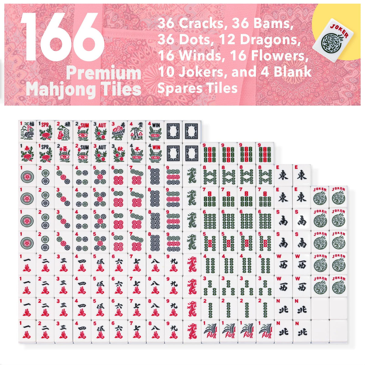American Mahjong Set with 166 Blue Tiles and Racks K187