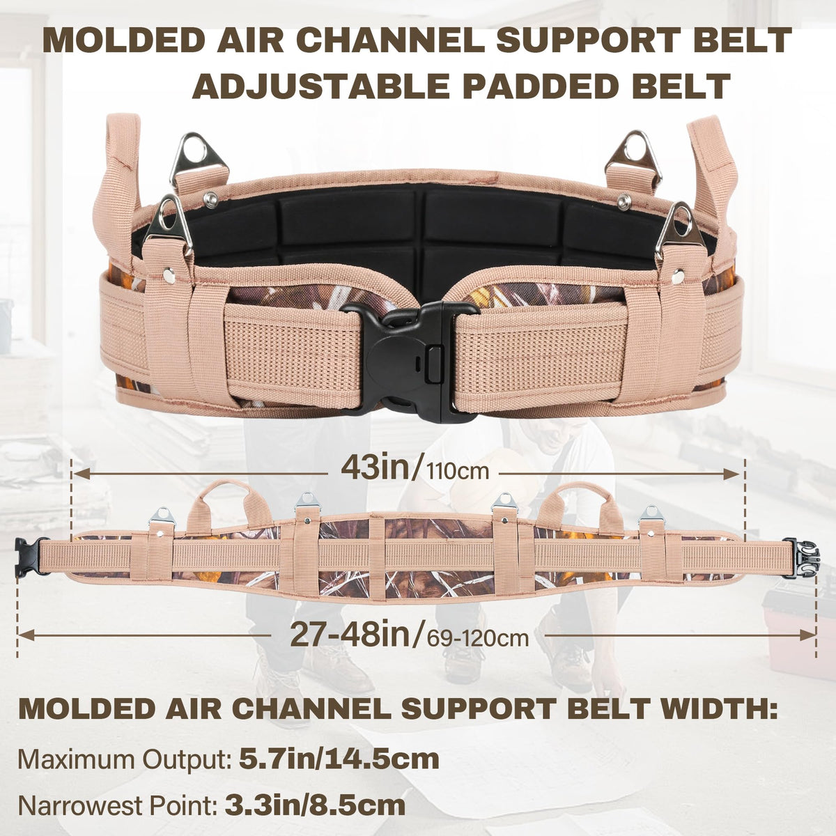 7-Piece Tool Belt Rig with 16 Pockets and Dual Hammer Loops J8219