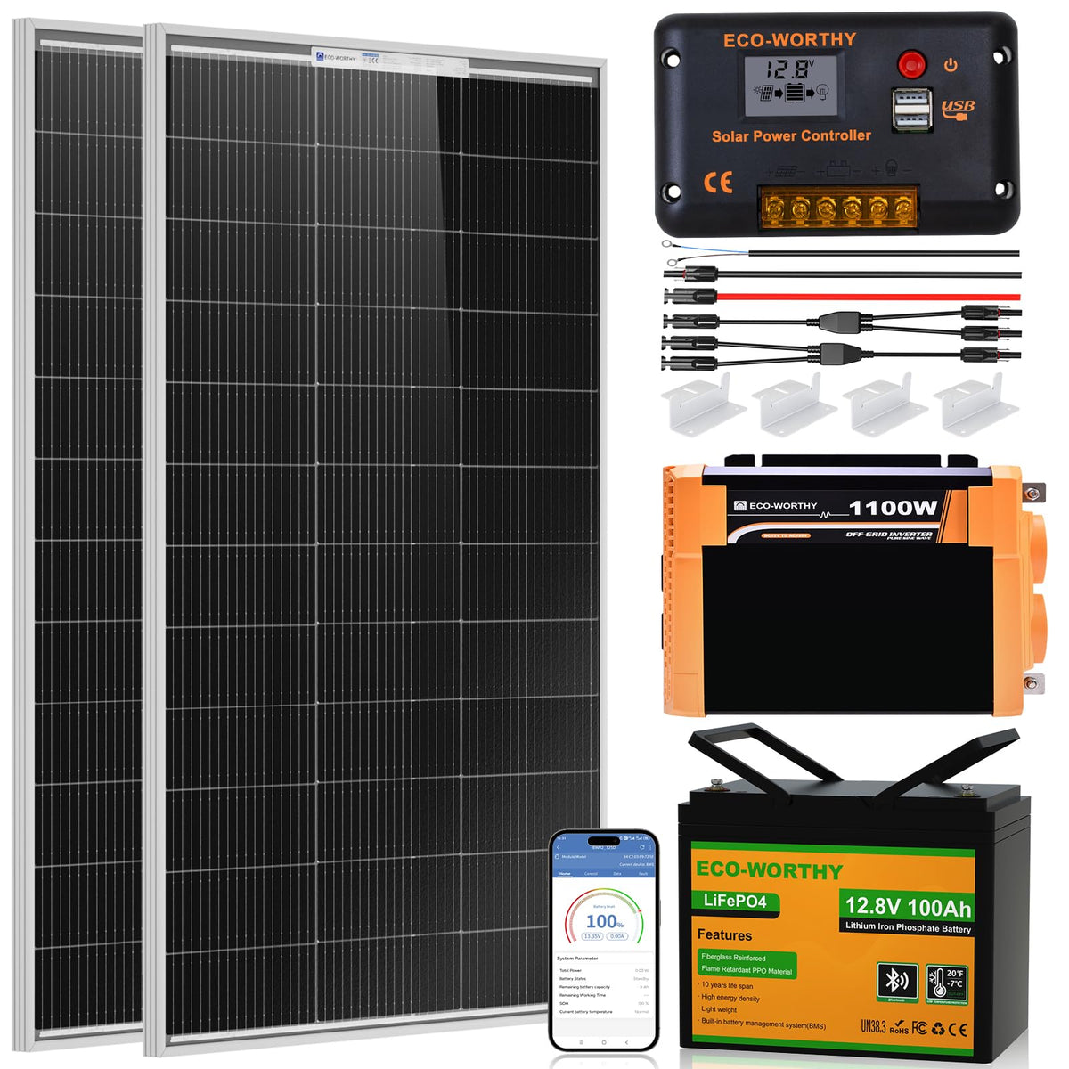 200 Watt 12V Solar Panel Starter Kit T560