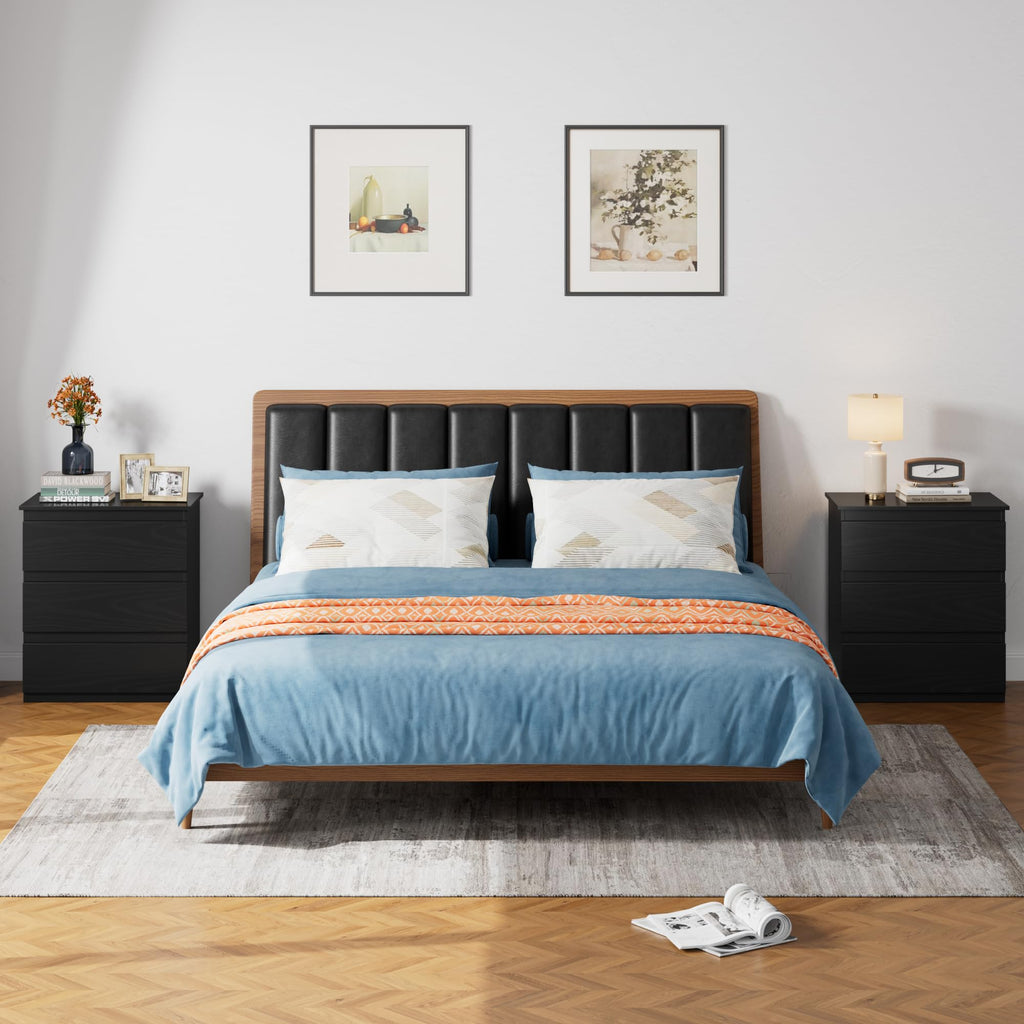 Black 3 Drawer Nightstand R615081
