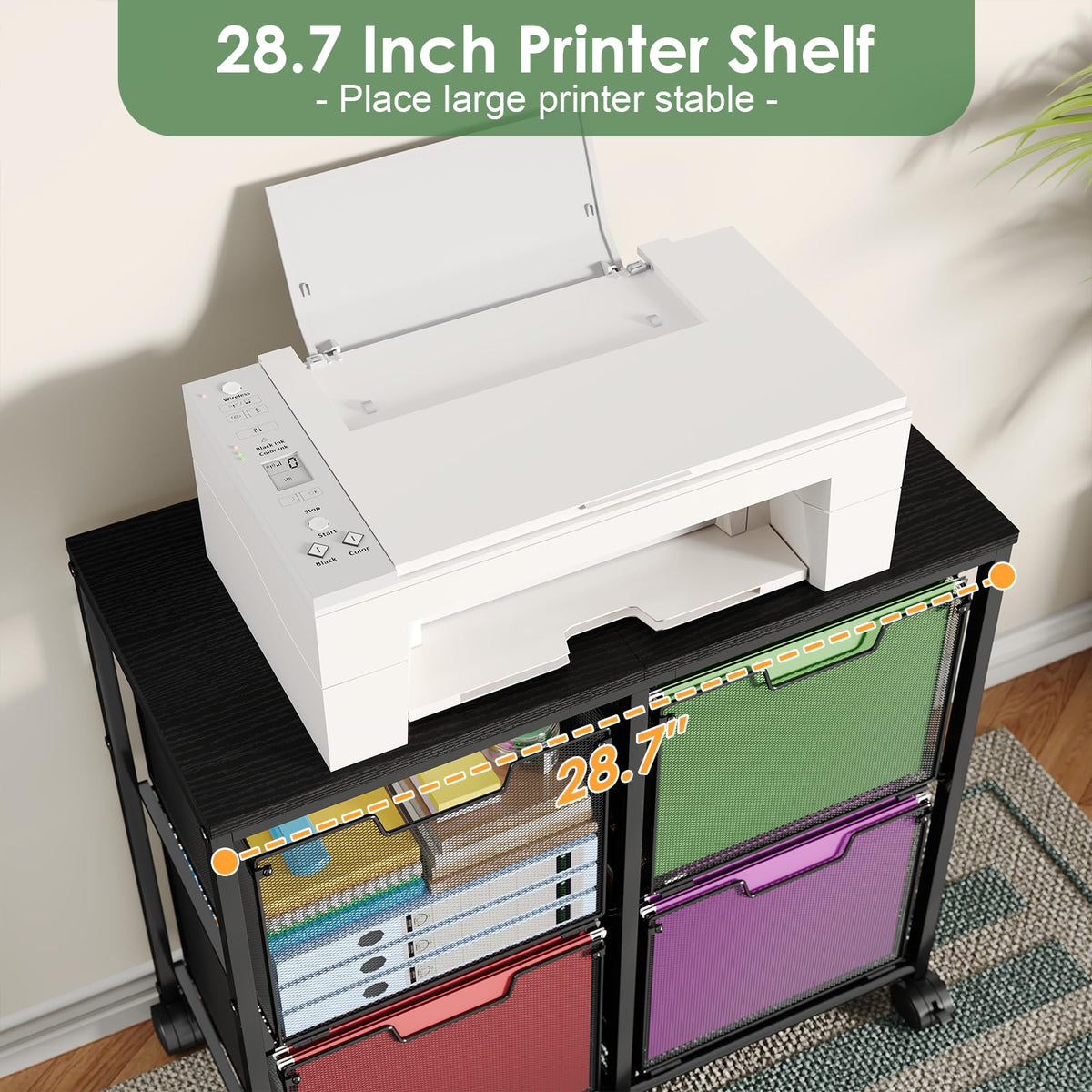 Black 4 Drawer Mobile File Cabinet O270345