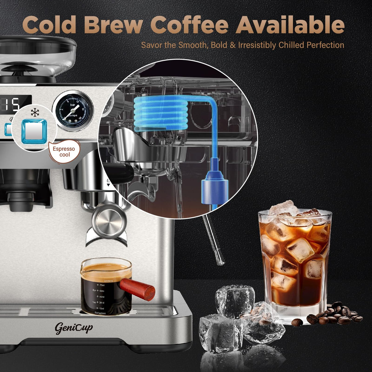 Espresso Machine with Grinder 20 Bar 68oz Water Tank P198836