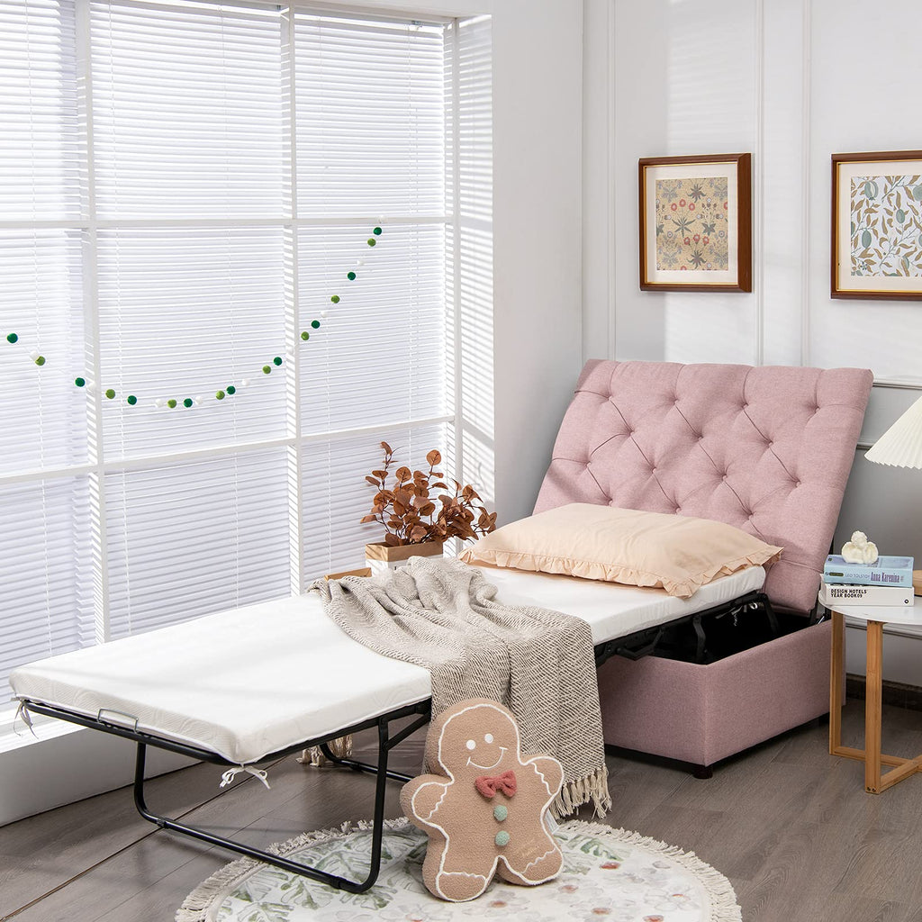 Pink Convertible Sleeper Chair with Mattress F74193