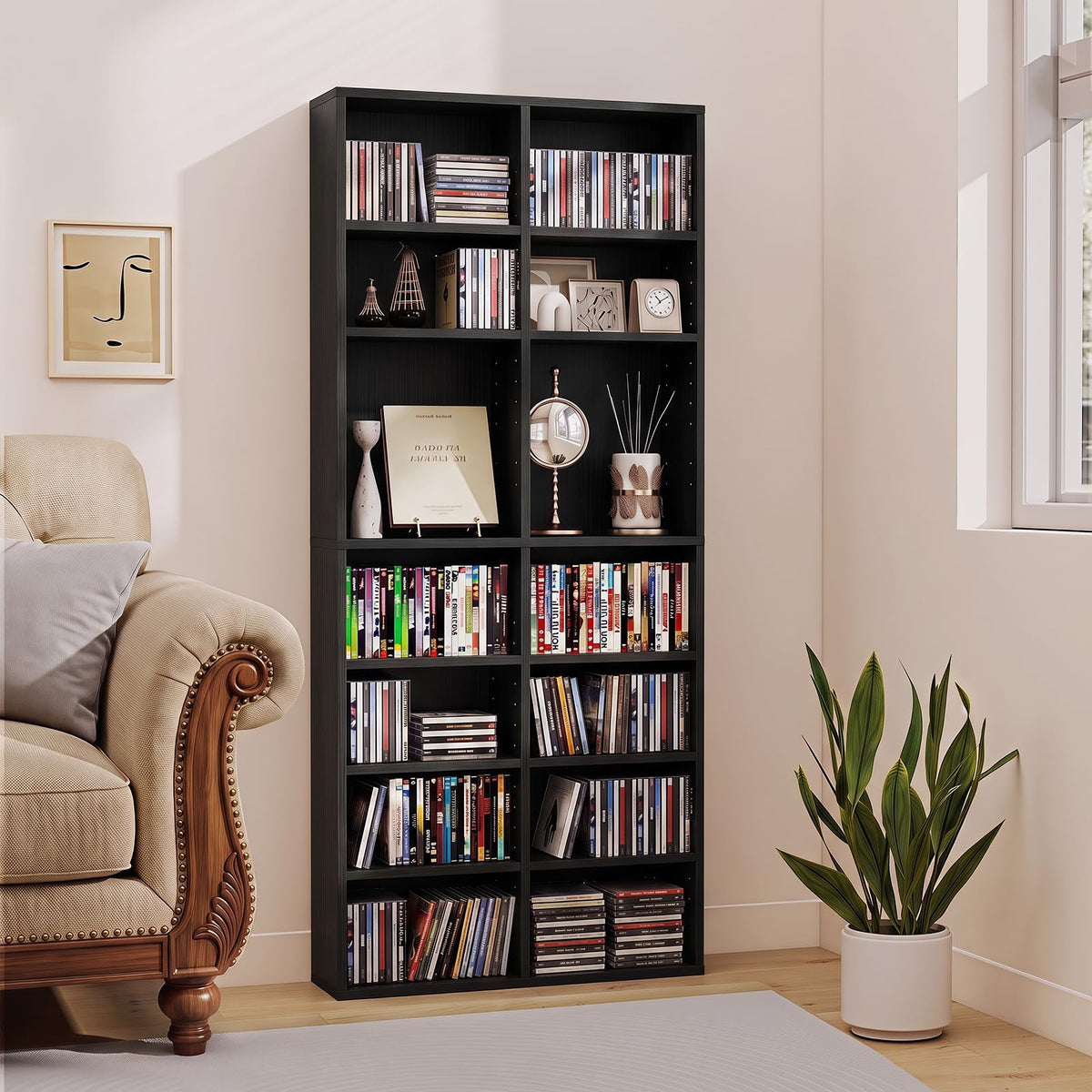 Black 16 Shelf CD DVD Rack N576